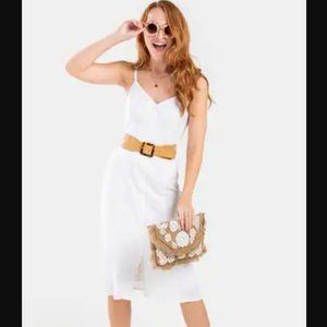NWT White Button Front Midi Dress L